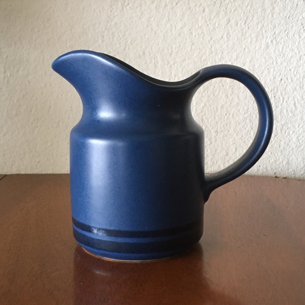 Blue ceramic coffee creamer